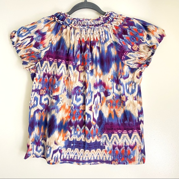 Chaps Crew neck PURPLE short sleeve tee Braided neckline t-shirt blouse size XL - Picture 2 of 7